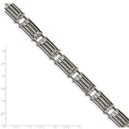 Chisel Stainless Steel Polished with Grey Carbon Fiber Inlay Link Bracelet