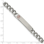 Stainless Steel Polished with Red Enamel Medical ID Curb Chain Bracelet for Men