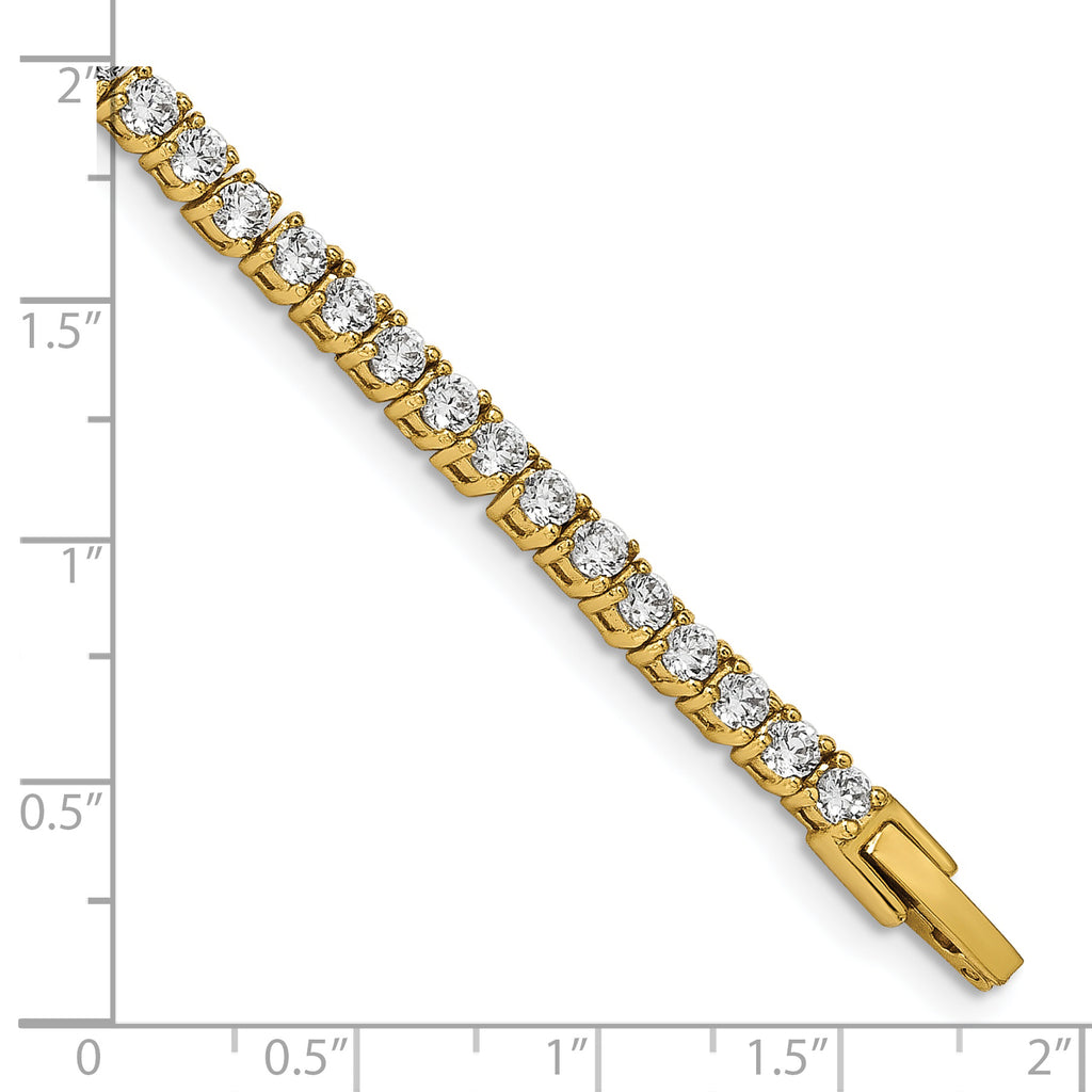 Stainless Steel Polished Yellow IP-plated Cubic Zirconia Tennis Bracelet for Women