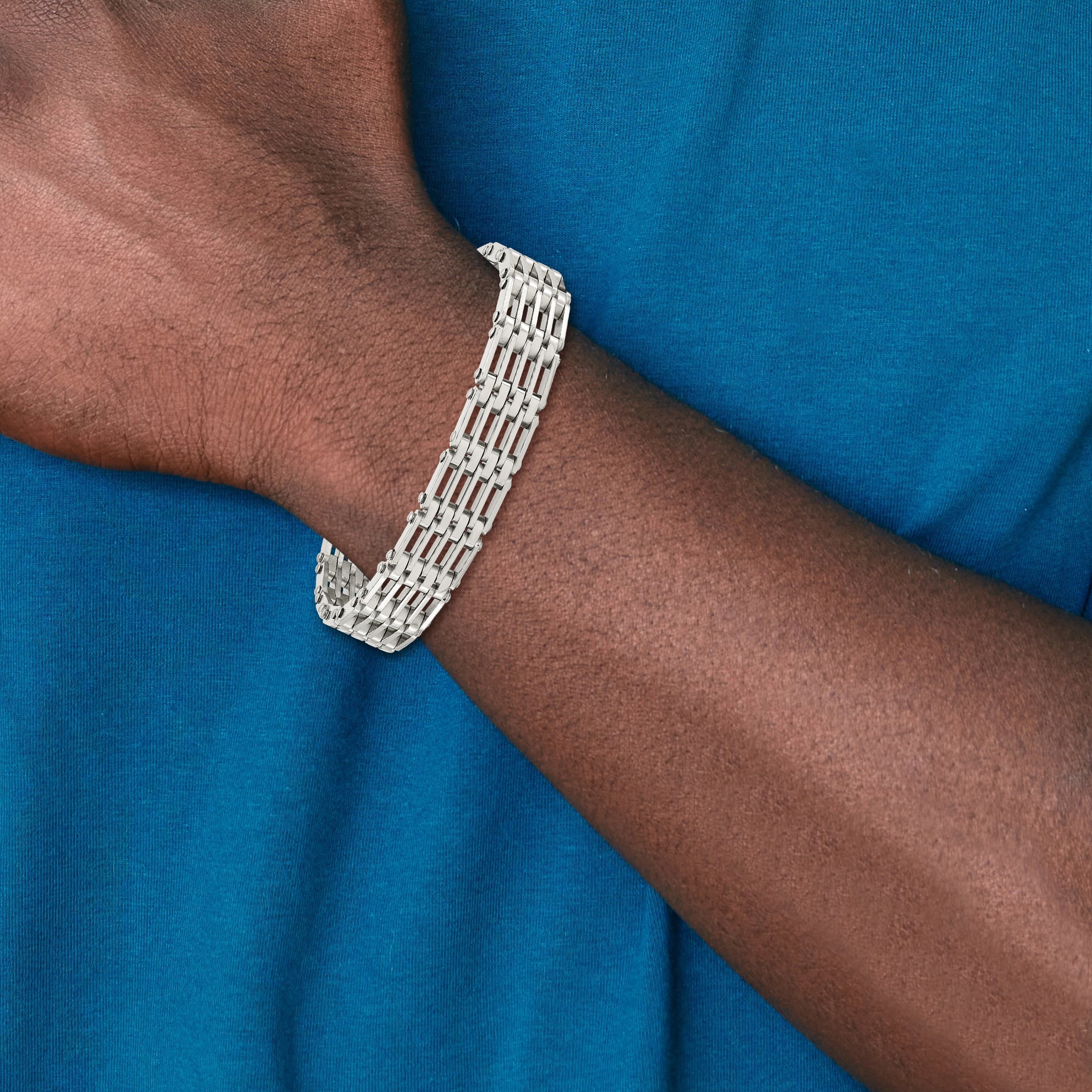 Stainless Steel Polished Link Bracelet for Men