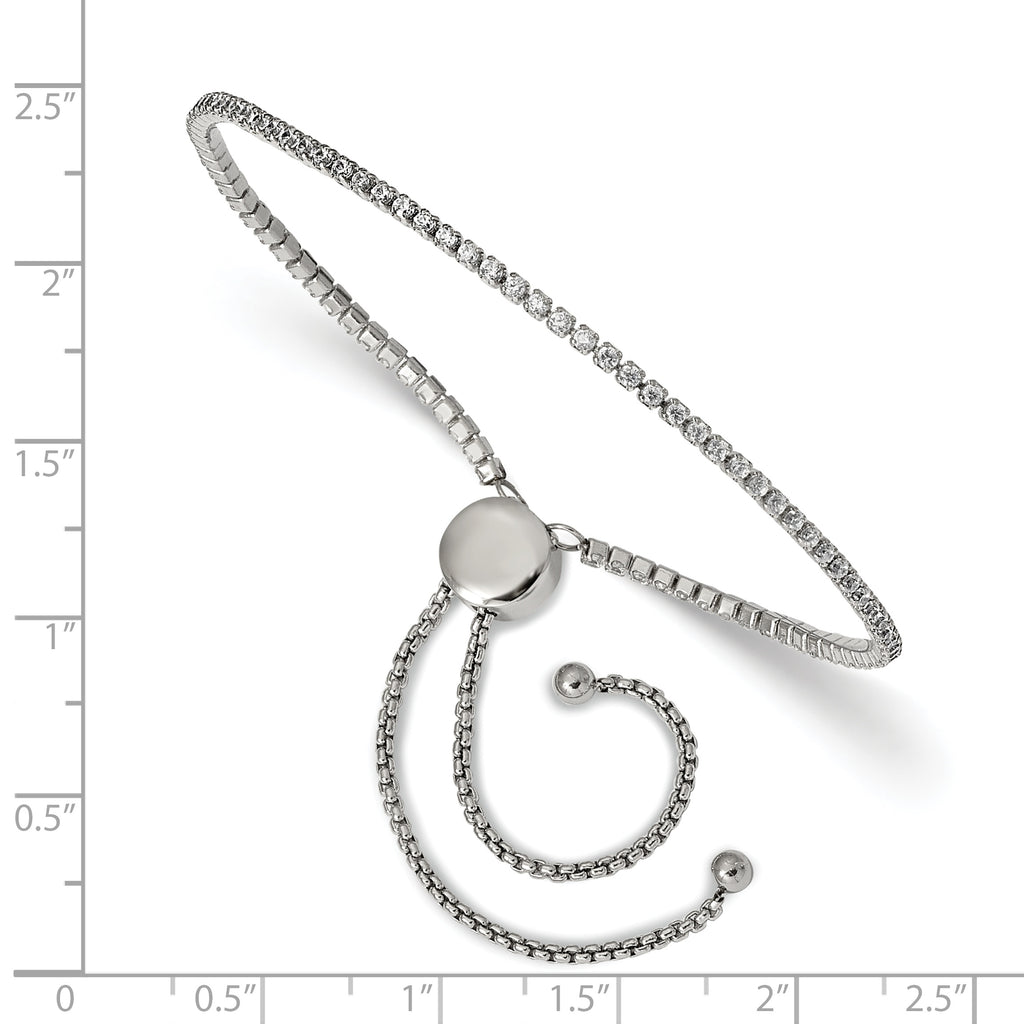 Stainless Steel Polished Cubic Zirconia Adjustable Bracelet for Women