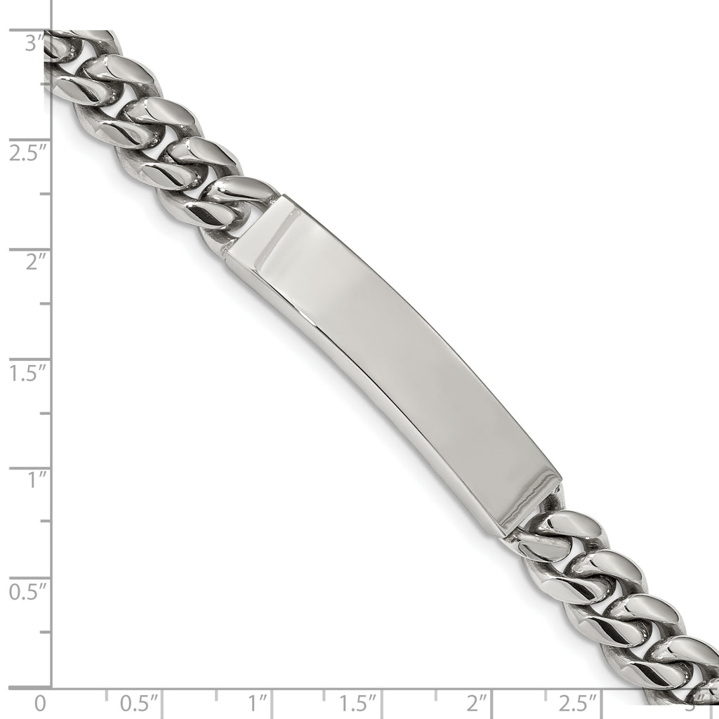 Stainless Steel Polished Curb Chain ID Bracelet for Men