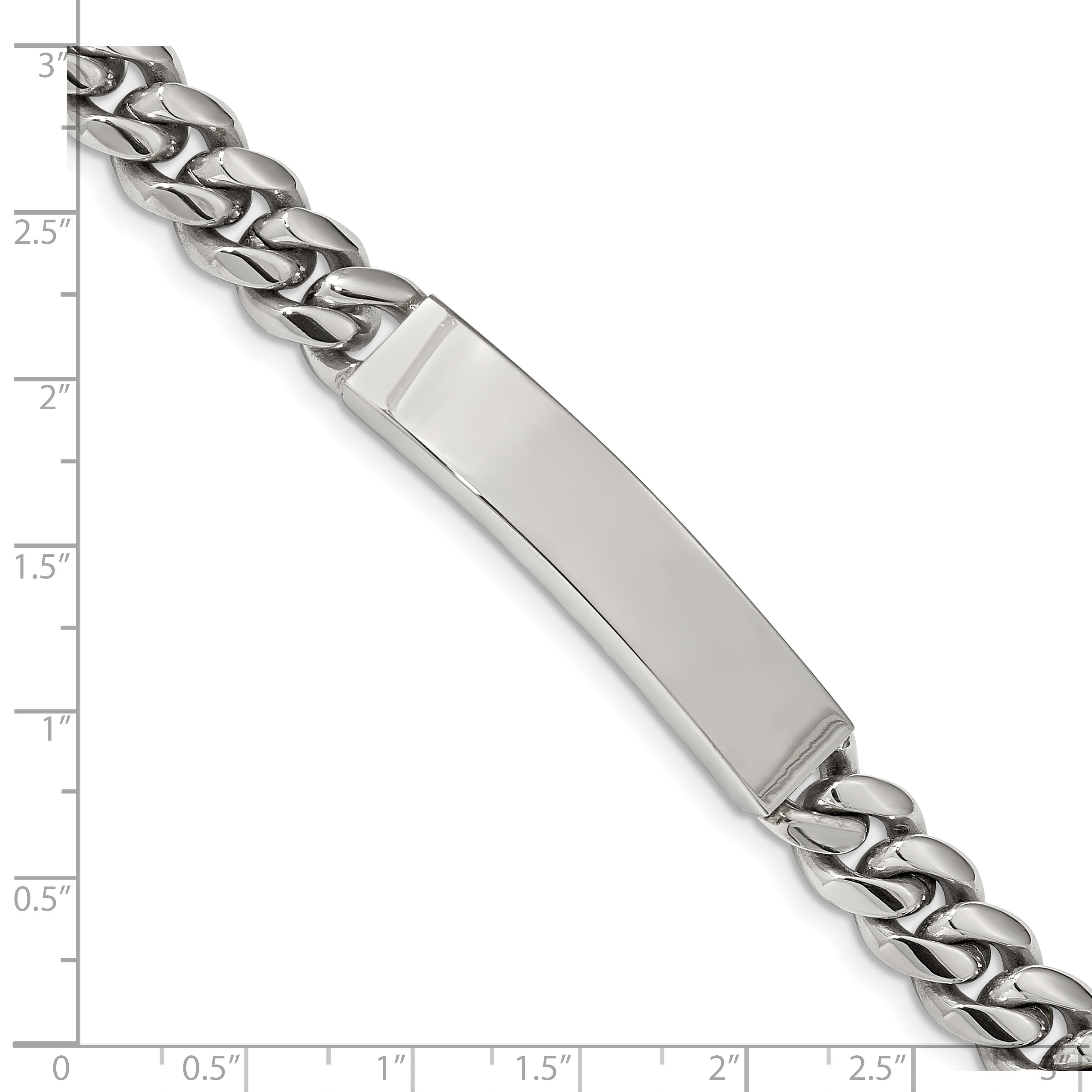 Stainless Steel Polished Curb Chain ID Bracelet for Men