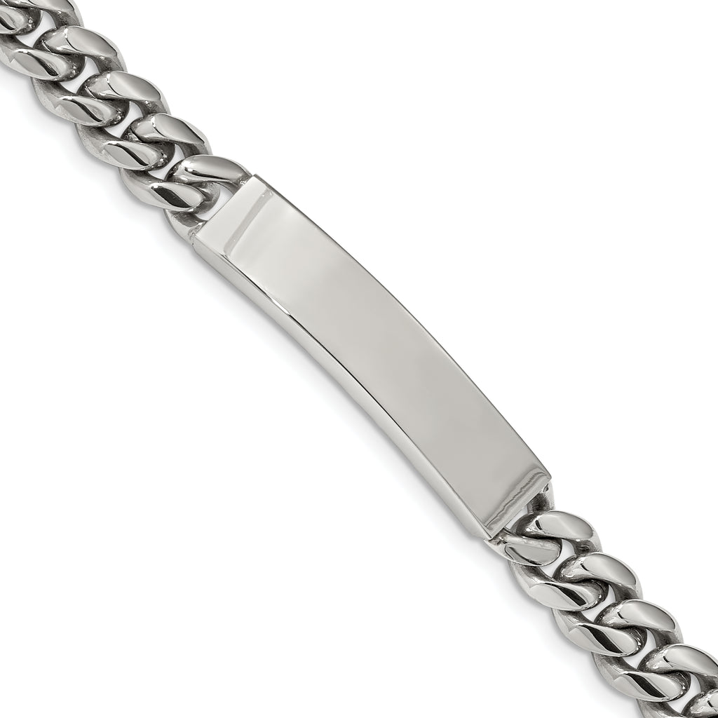 Stainless Steel Polished Curb Chain ID Bracelet for Men
