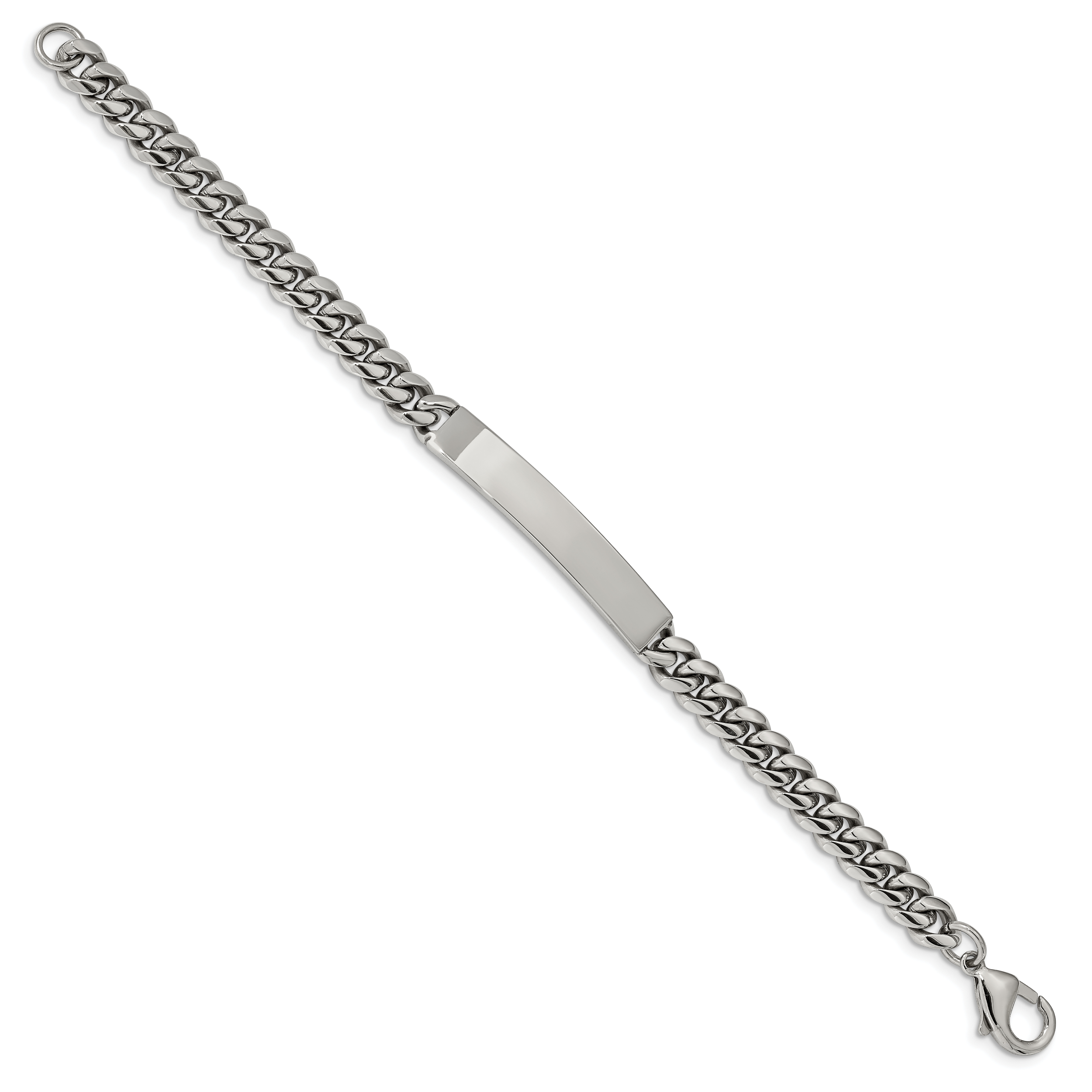 Stainless Steel Polished Curb Chain ID Bracelet for Men