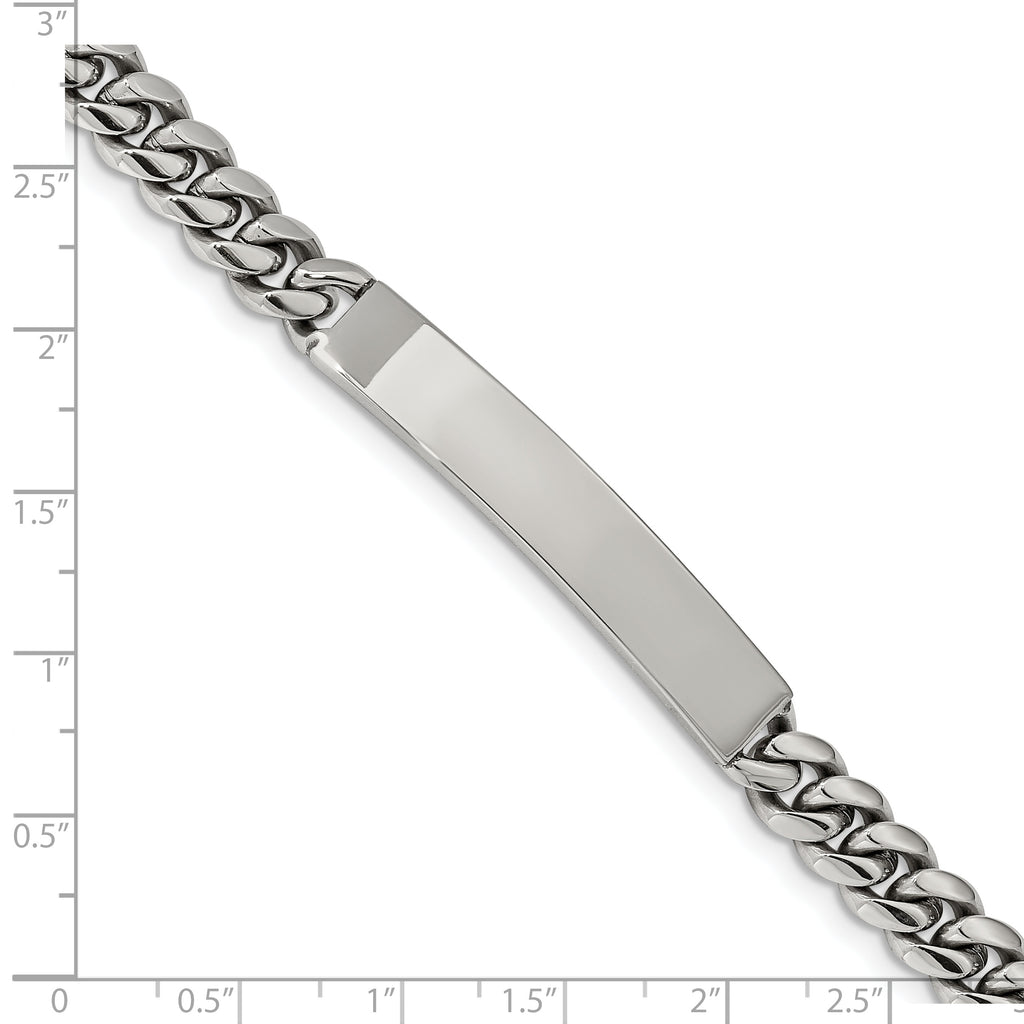 Stainless Steel Polished Curb Chain ID Bracelet for Men
