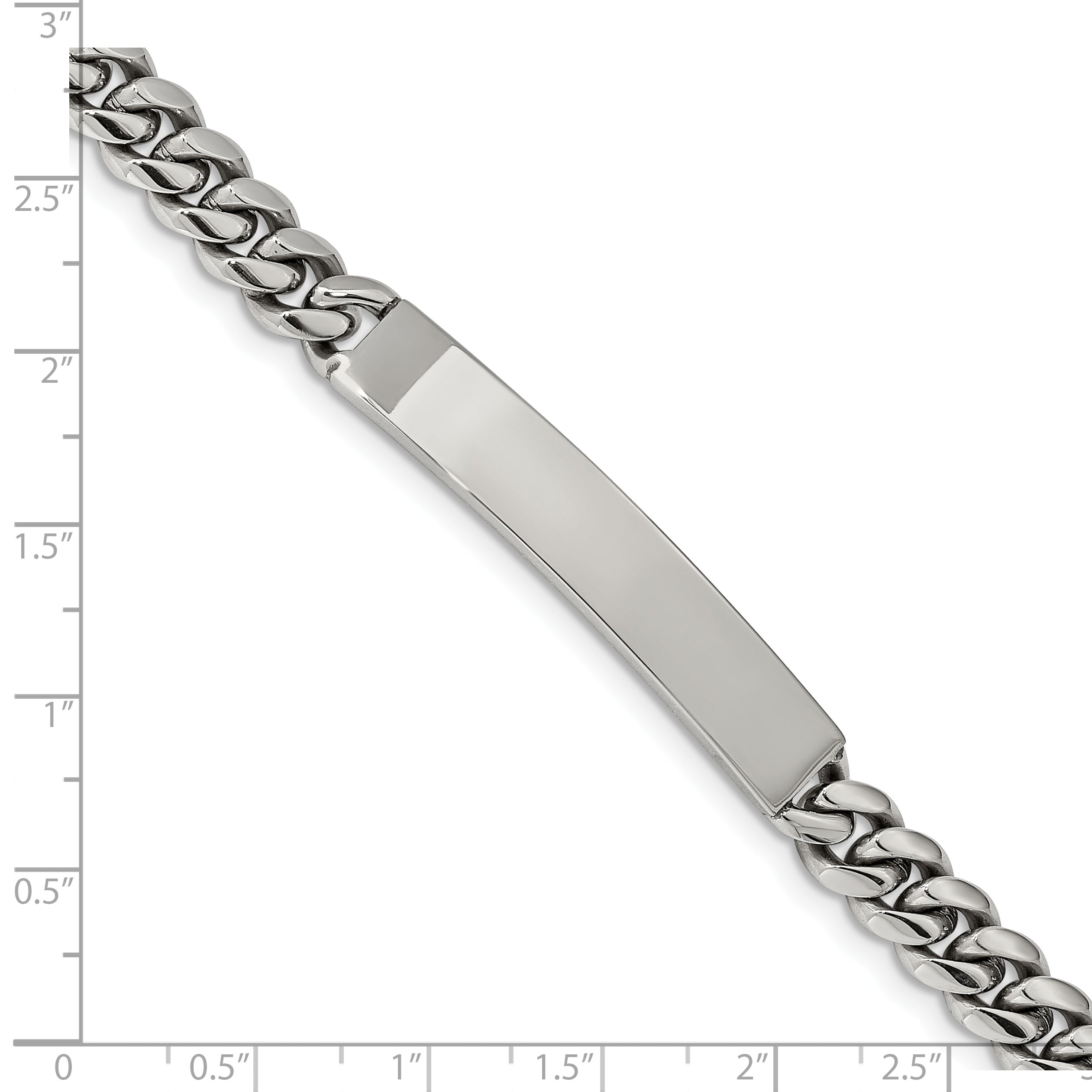 Stainless Steel Polished Curb Chain ID Bracelet for Men