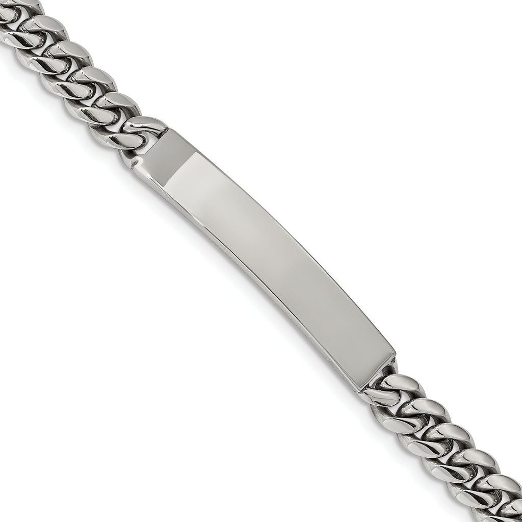 Stainless Steel Polished Curb Chain ID Bracelet for Men