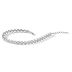 Stainless Steel Polished Round Cubic Zirconia Link Bracelet with Extension for Women