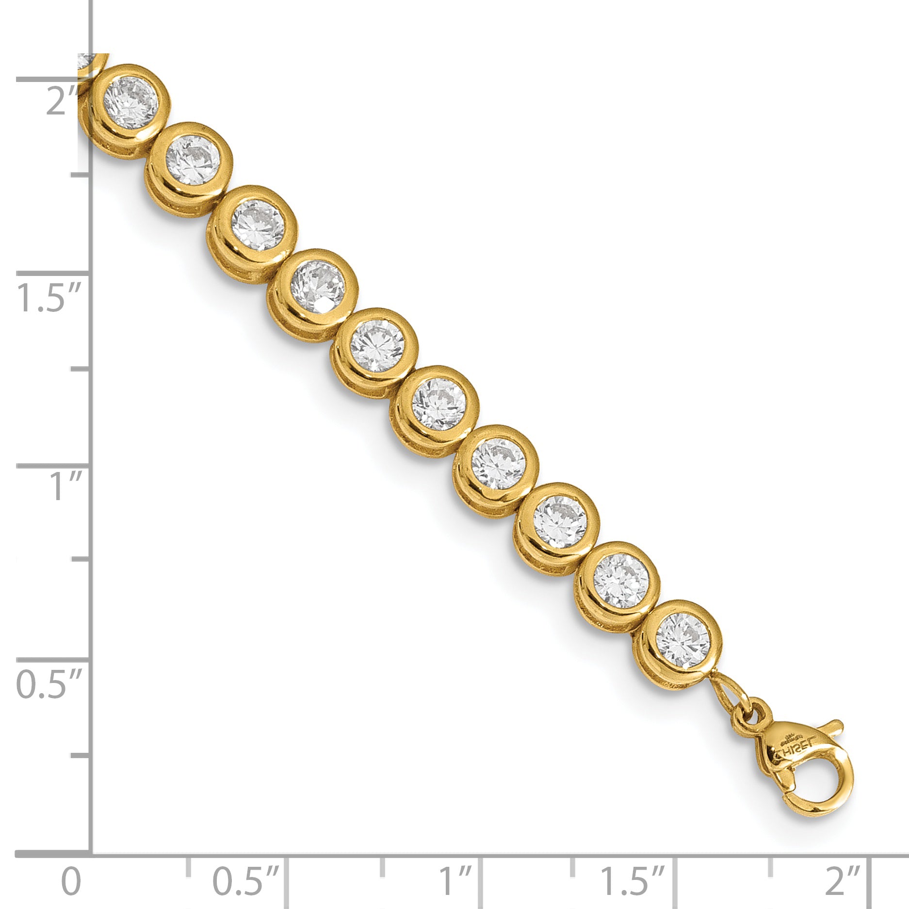 Stainless Steel Polished Yellow IP-plated Round Cubic Zirconia Link Bracelet with Extension for Women