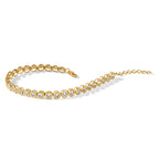 Stainless Steel Polished Yellow IP-plated Round Cubic Zirconia Link Bracelet with Extension for Women