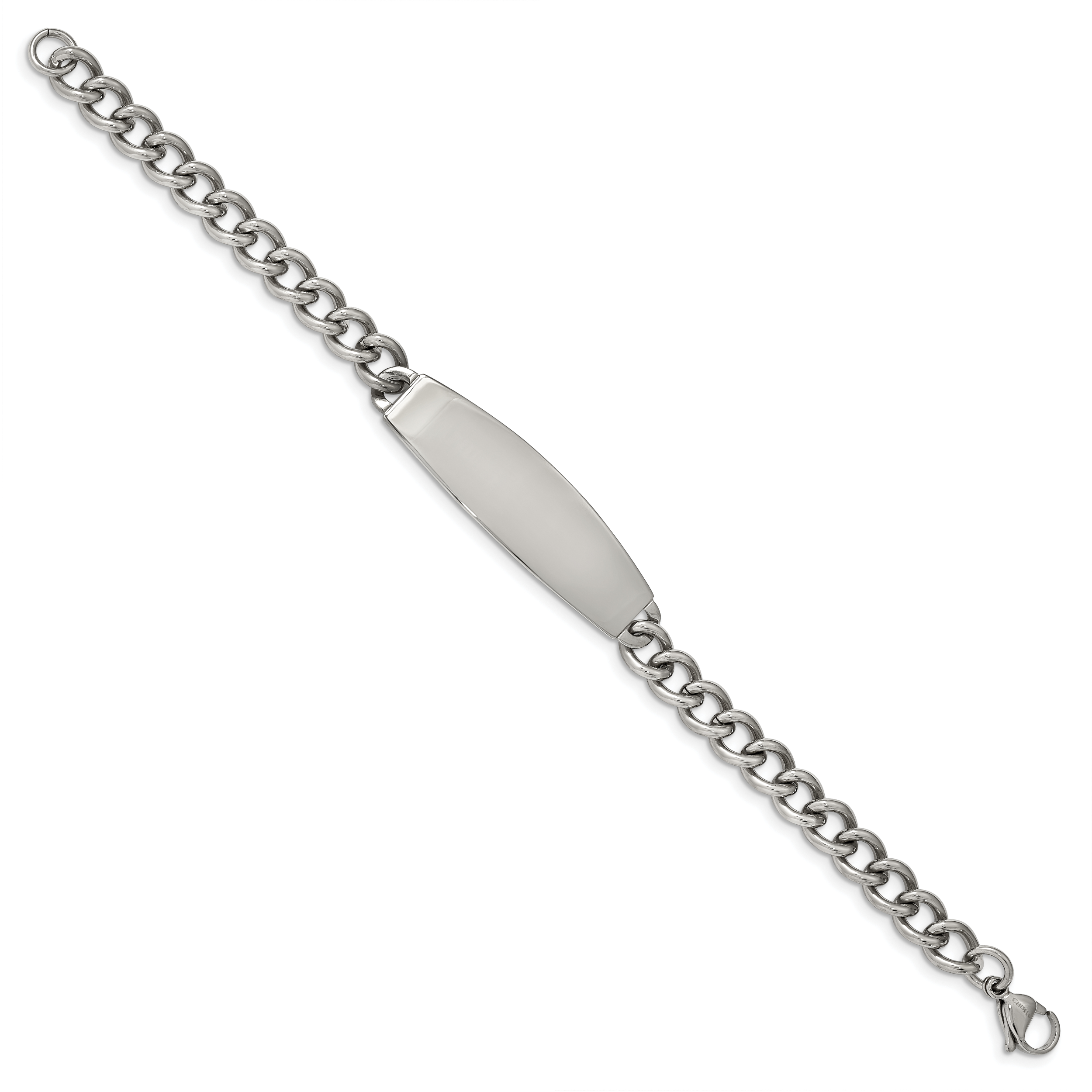 Stainless Steel Polished Curb Chain ID Bracelet for Men