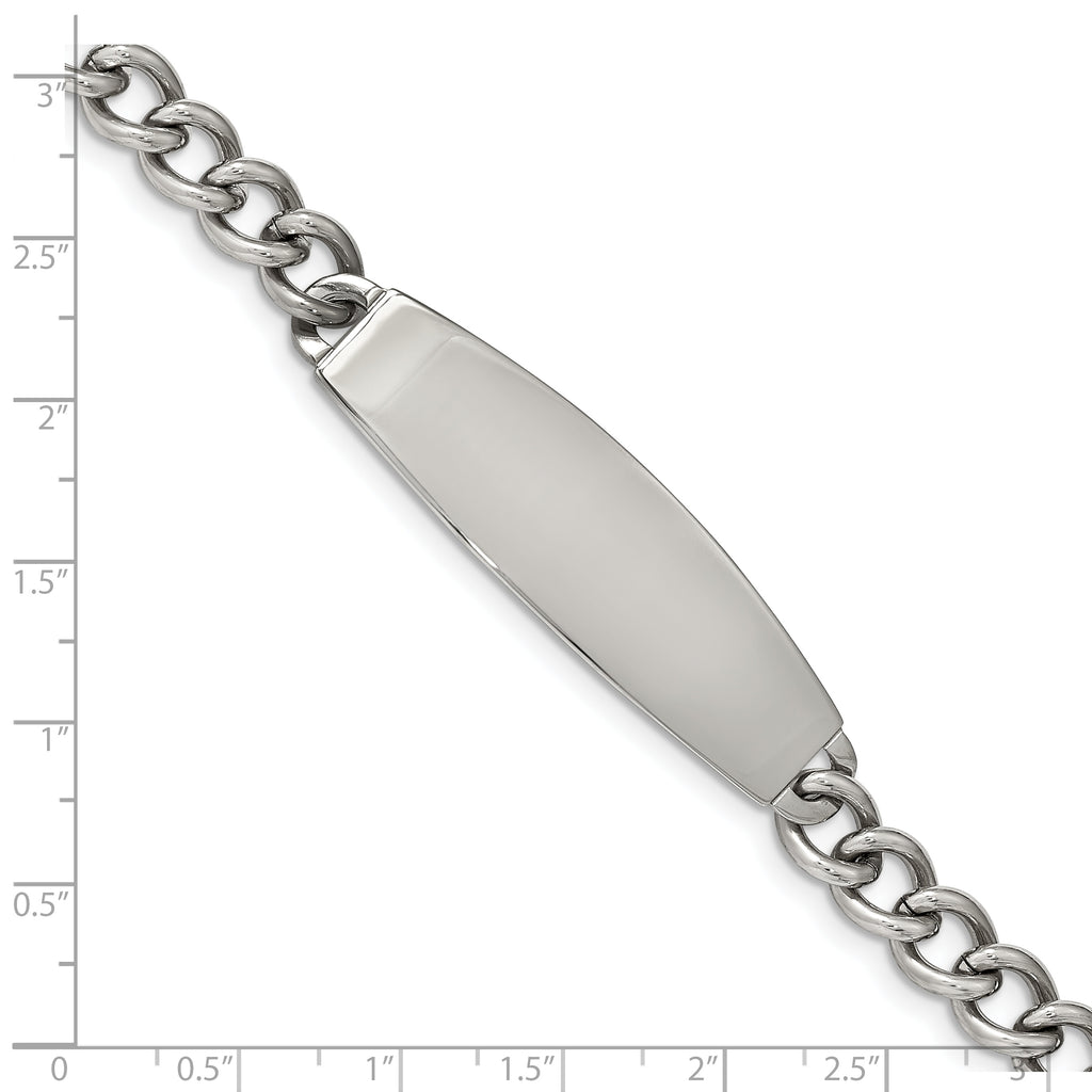 Stainless Steel Polished Curb Chain ID Bracelet for Men