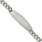 Stainless Steel Polished Curb Chain ID Bracelet for Men