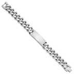 Stainless Steel Polished Curb Link ID Bracelet for Men
