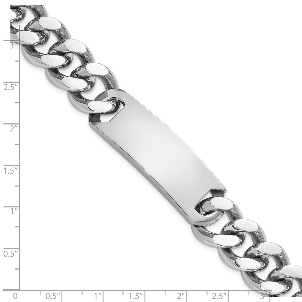 Stainless Steel Polished Curb Link ID Bracelet for Men