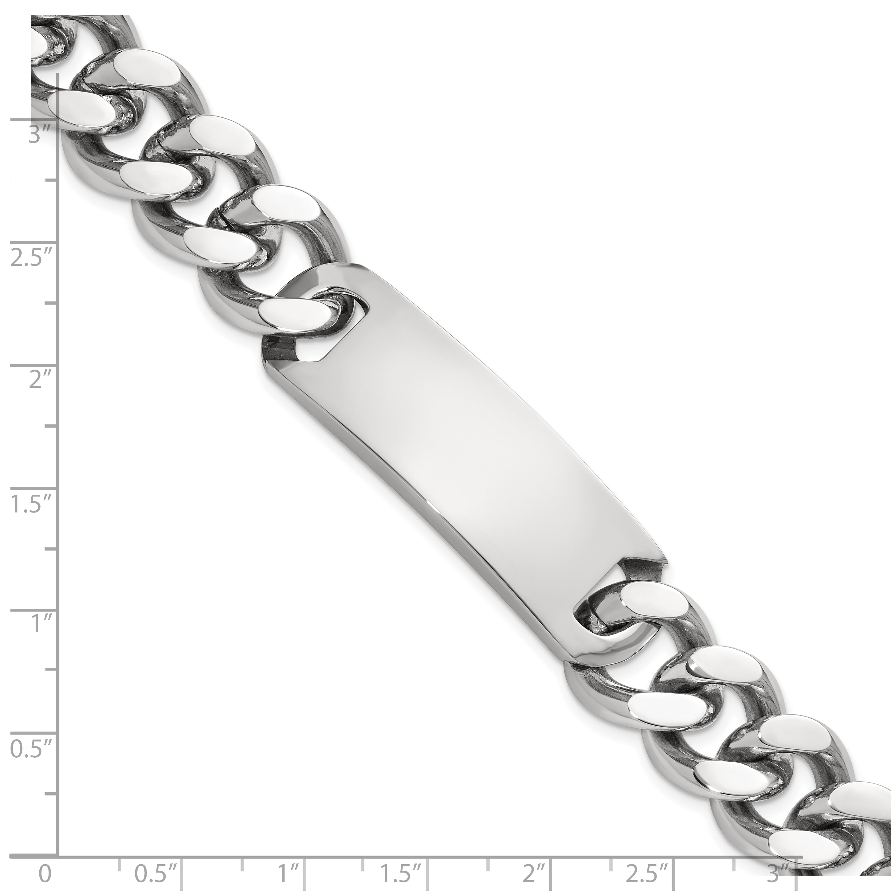 Stainless Steel Polished Curb Link ID Bracelet for Men