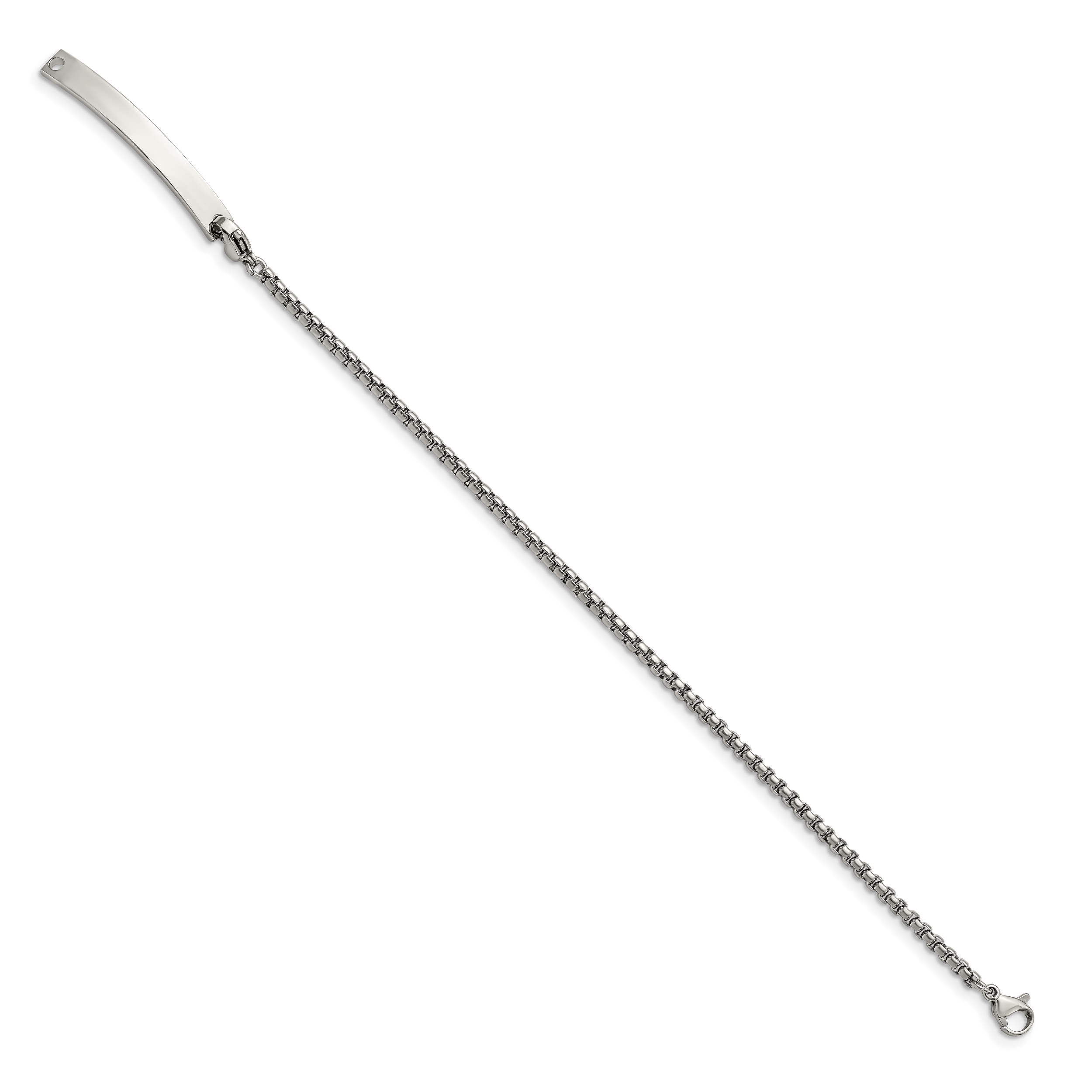 Stainless Steel Polished Box Chain with Removeable ID Plate Bracelet for Men