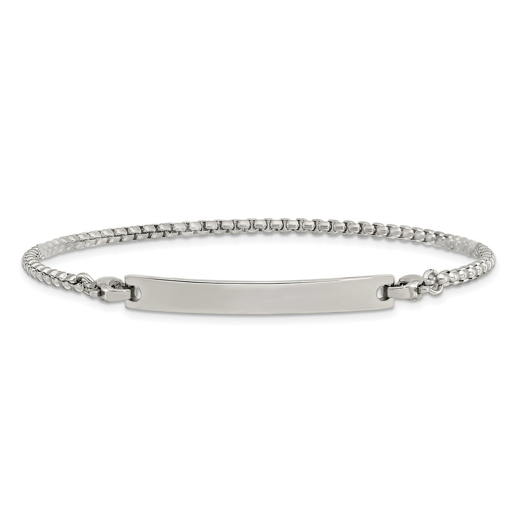 Stainless Steel Polished Box Chain with Removeable ID Plate Bracelet for Men