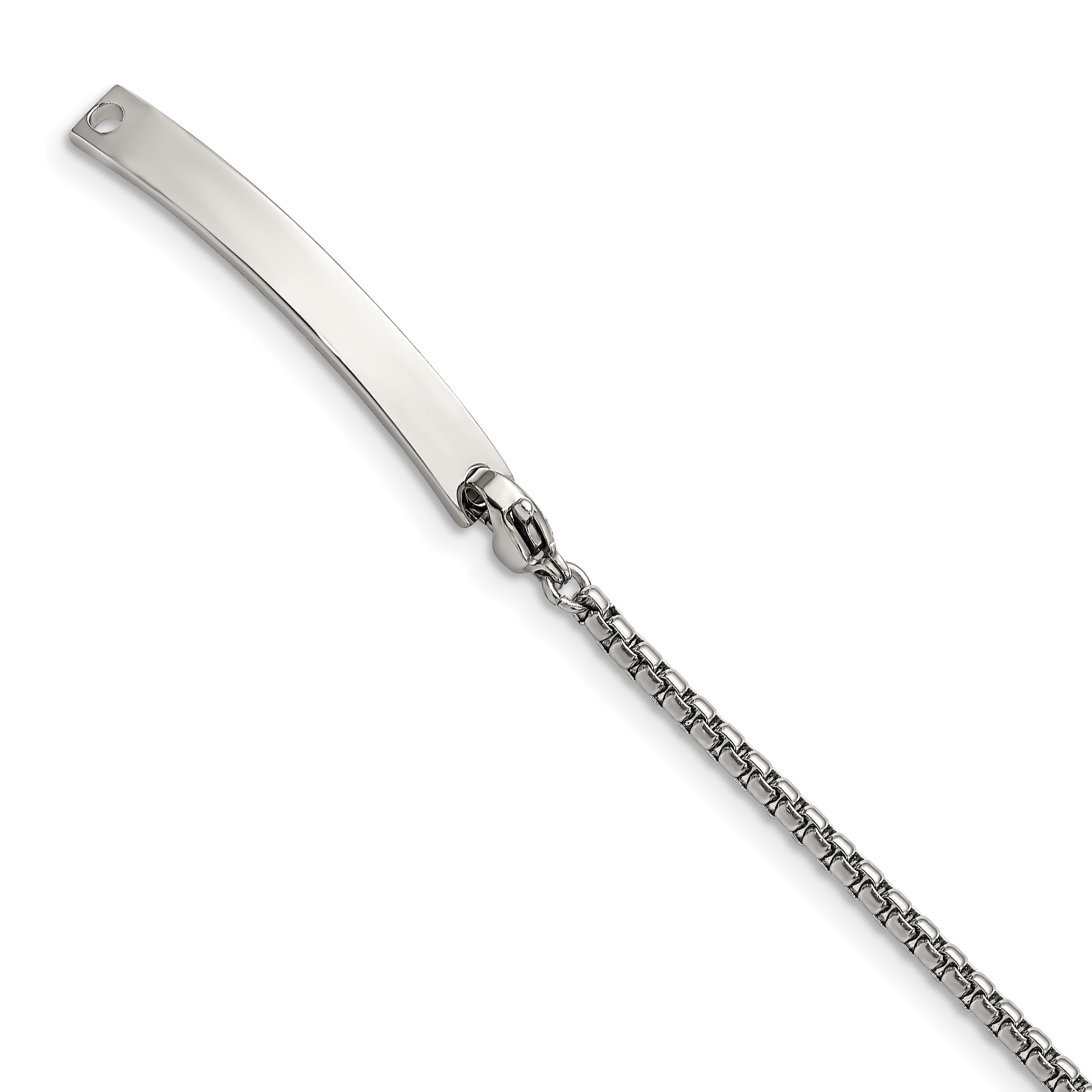 Stainless Steel Polished Box Chain with Removeable ID Plate Bracelet for Men Main image
