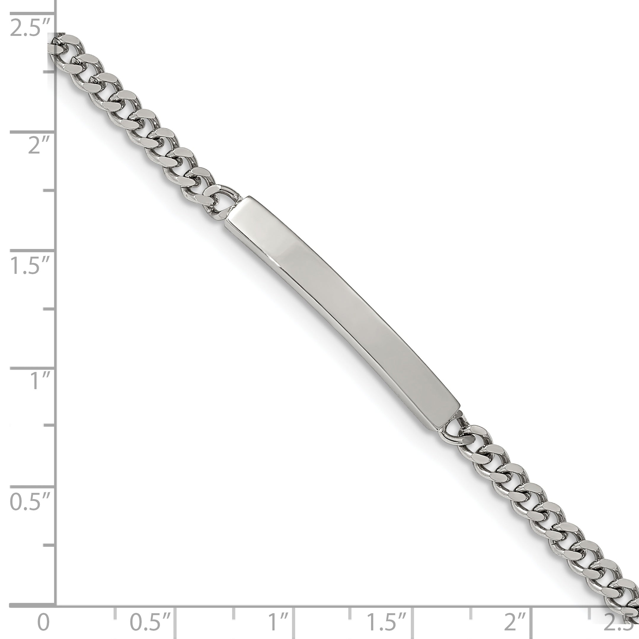 Stainless Steel Polished Flat Curb Chain ID Bracelet for Men