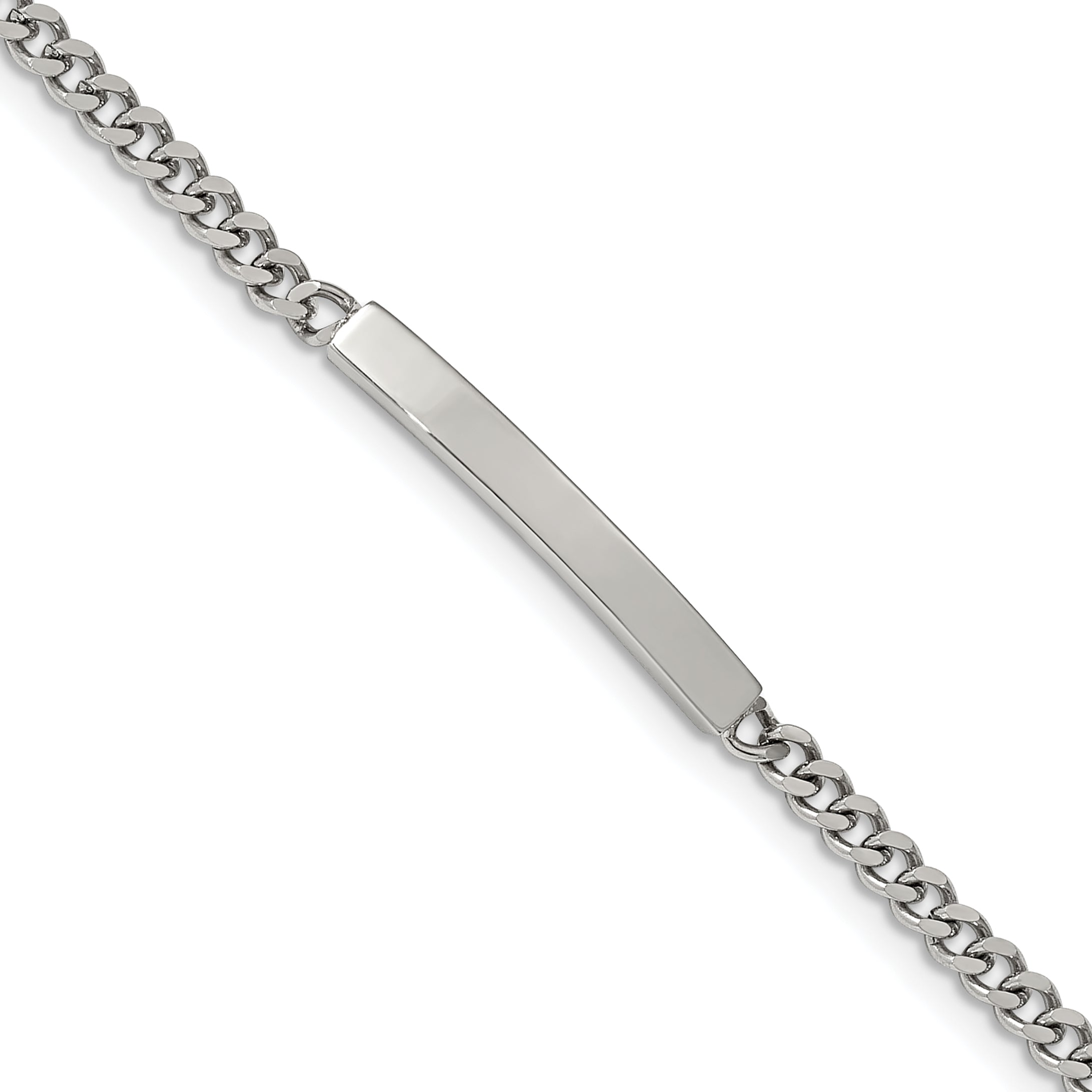 Stainless Steel Polished Flat Curb Chain ID Bracelet for Men Main image