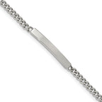 Stainless Steel Polished Flat Curb Chain ID Bracelet for Men
