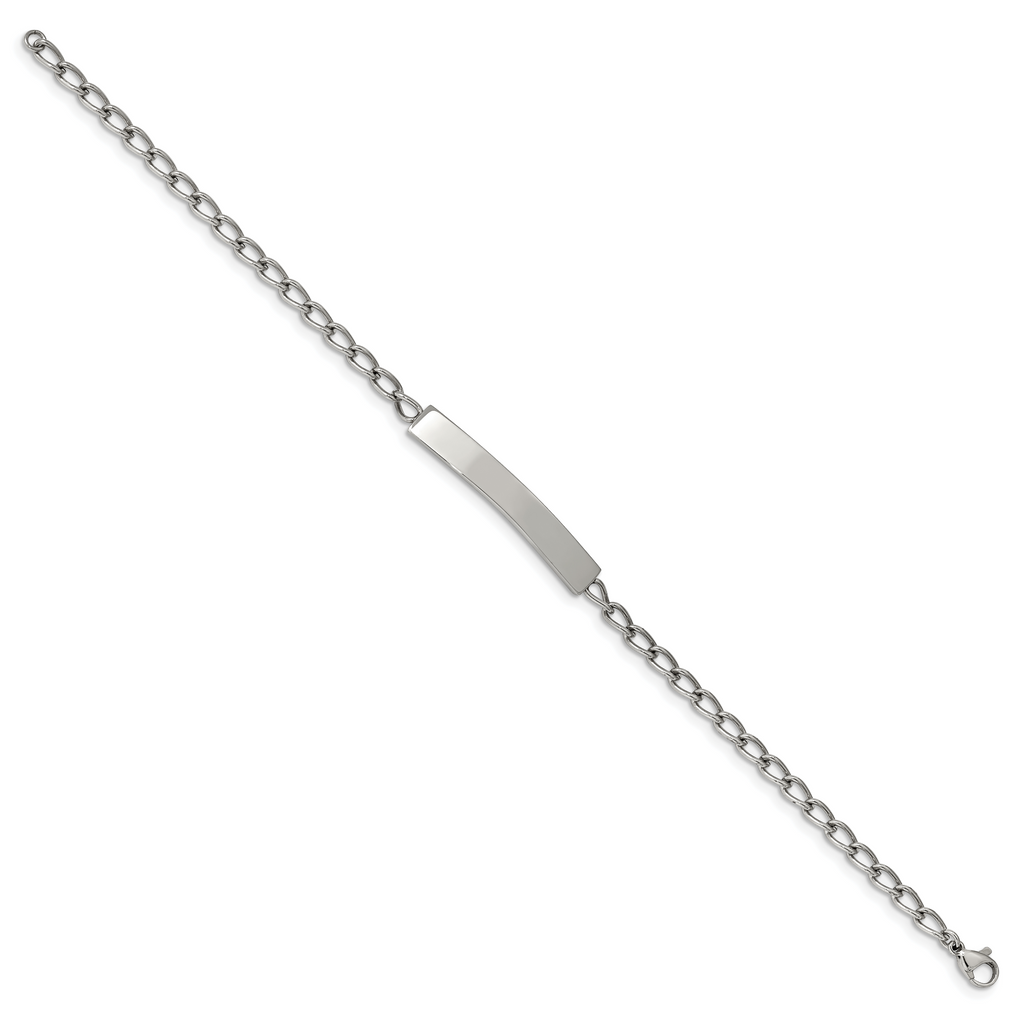 Stainless Steel Polished Curb Chain ID Bracelet for Men