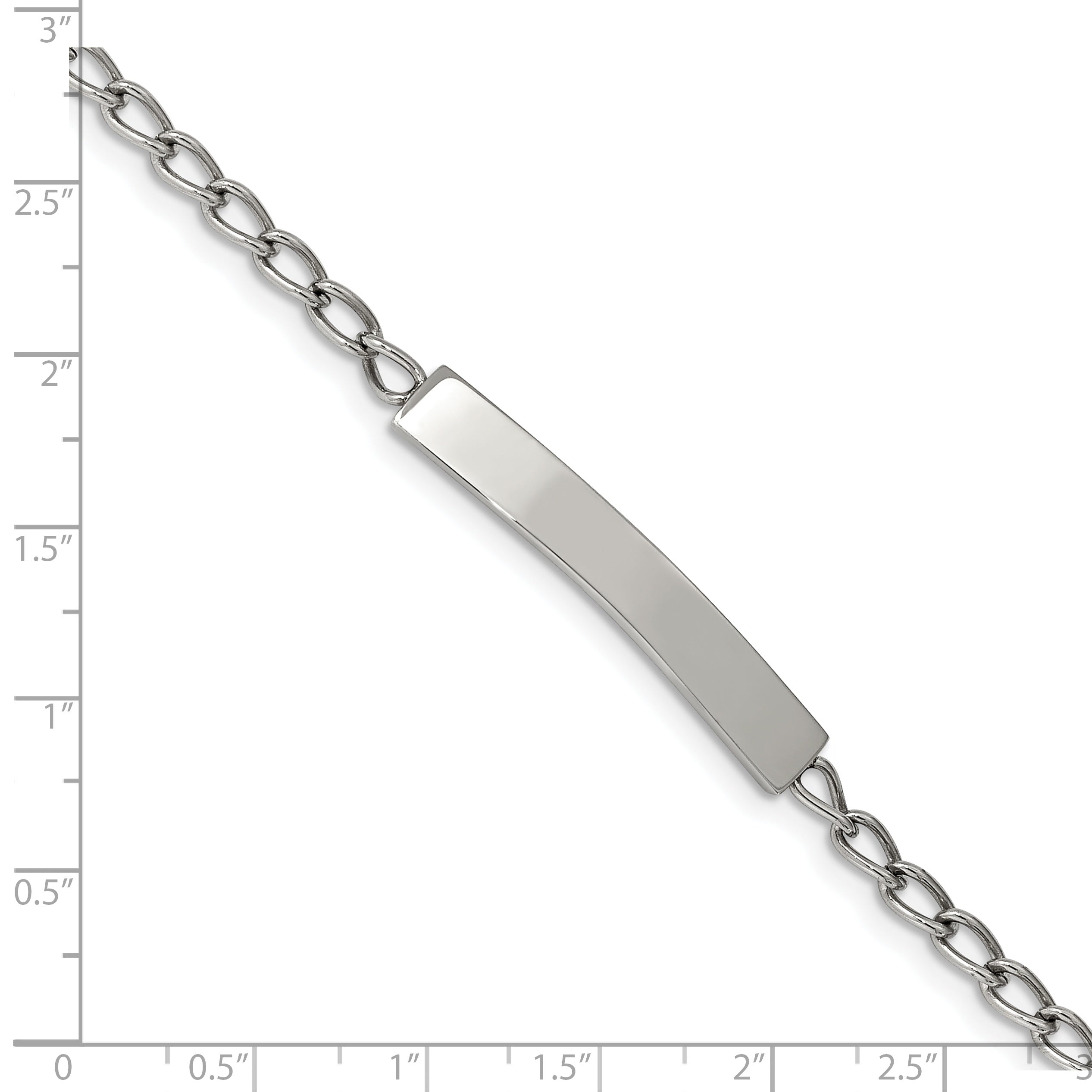 Stainless Steel Polished Curb Chain ID Bracelet for Men