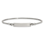 Stainless Steel Polished Box Chain with Removeable ID Plate Bracelet