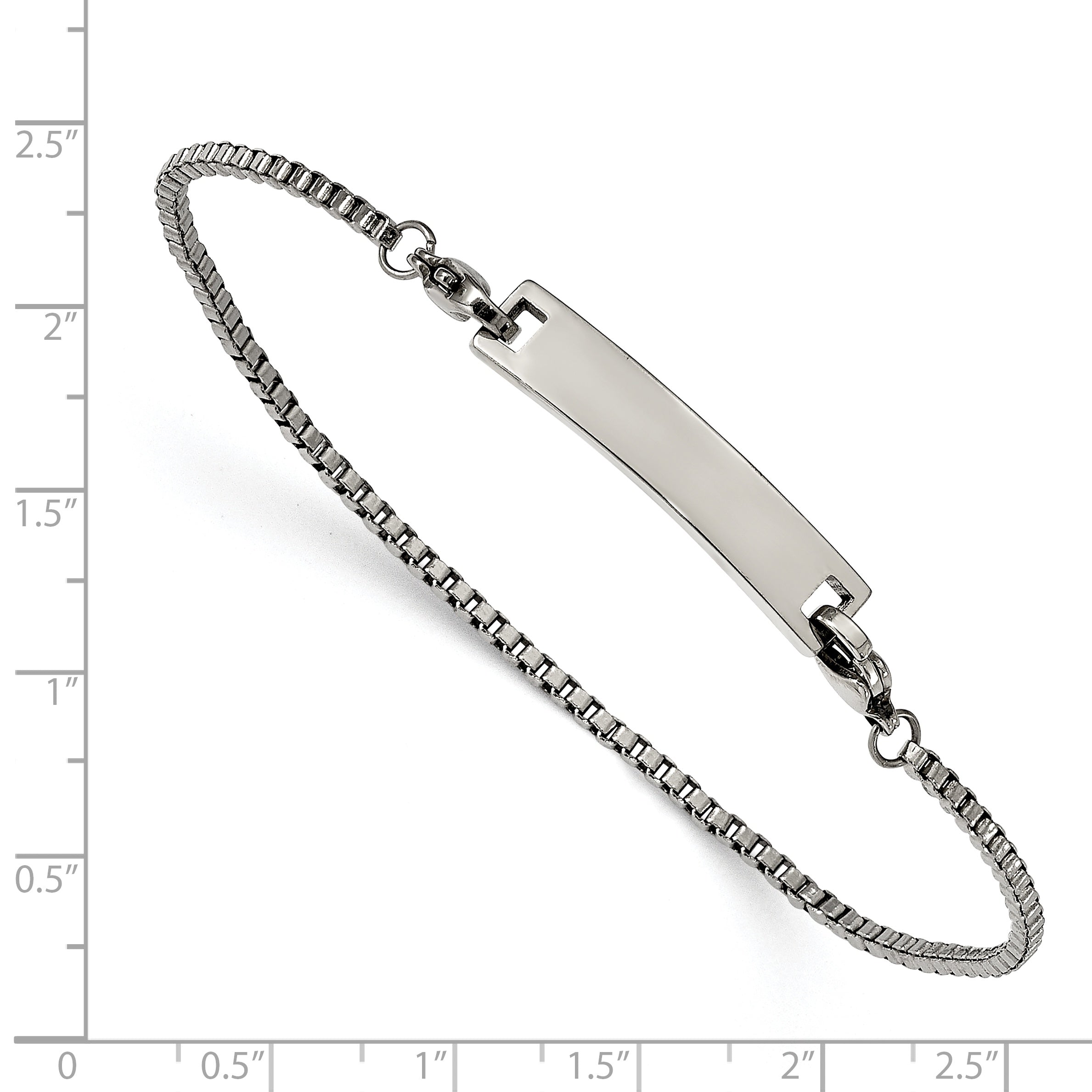 Stainless Steel Polished Box Chain with Removeable ID Plate Bracelet