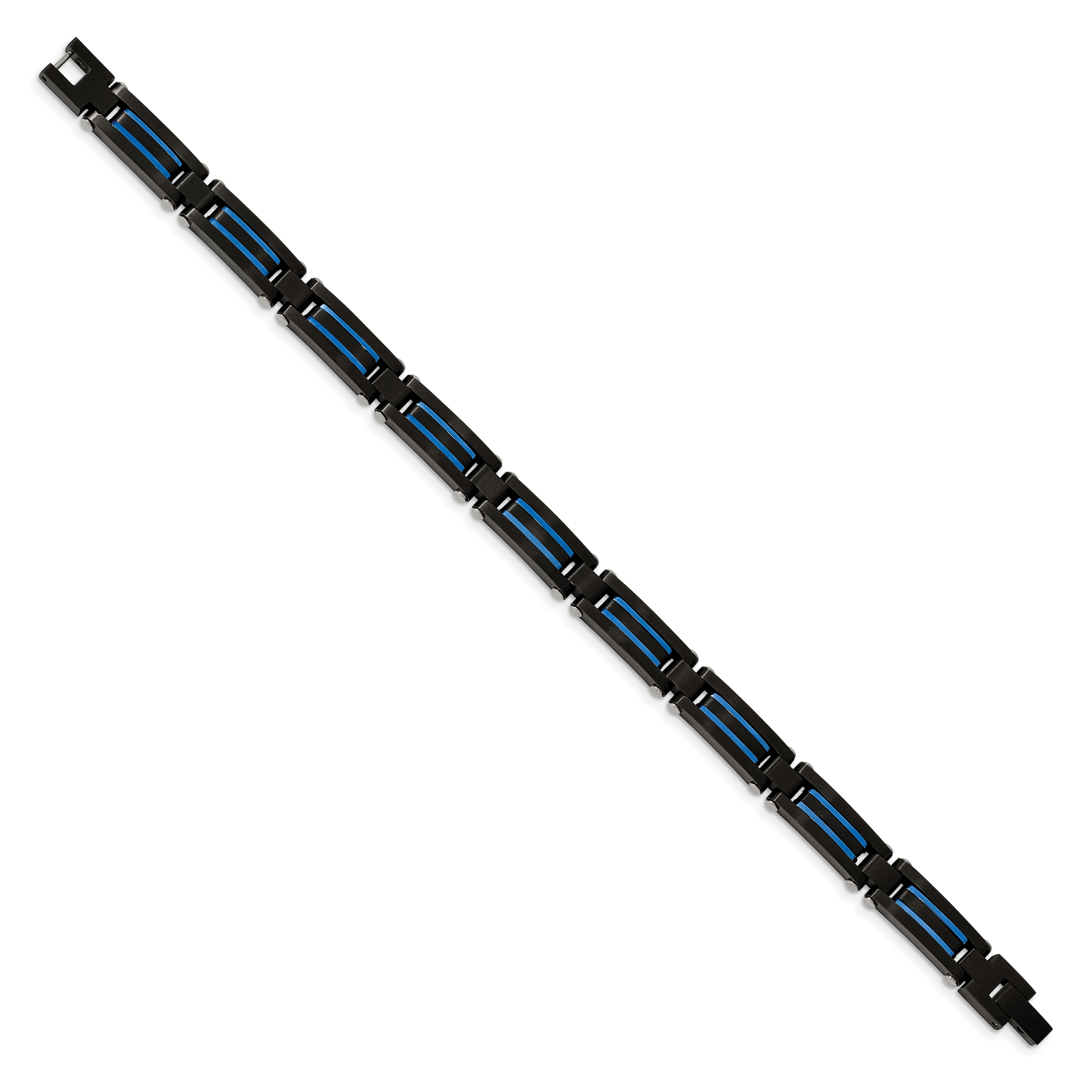 Stainless Steel Brushed and Polished Black and Blue IP-plated Link Bracelet for Men Secondary image