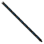 Stainless Steel Brushed and Polished Black and Blue IP-plated Link Bracelet for Men