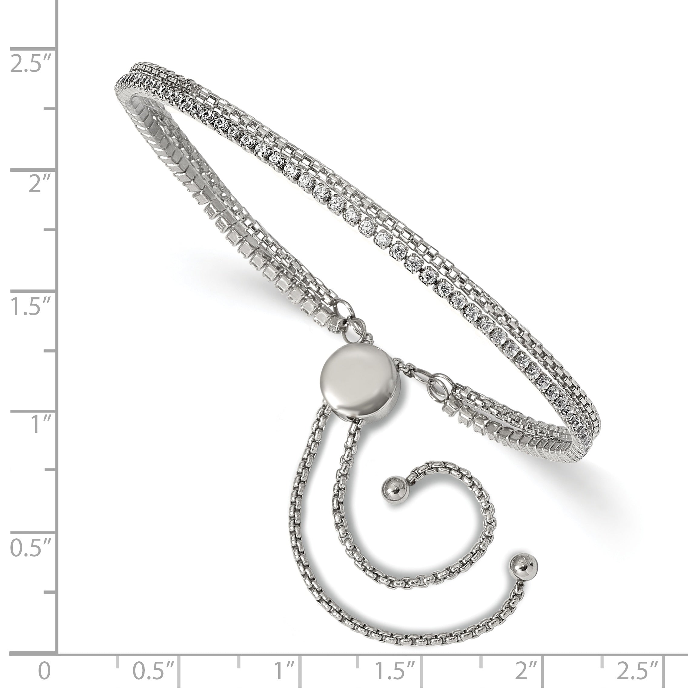 Stainless Steel Polished with Cubic Zirconia 2 Strand Adjustable Bracelet for Women Secondary image