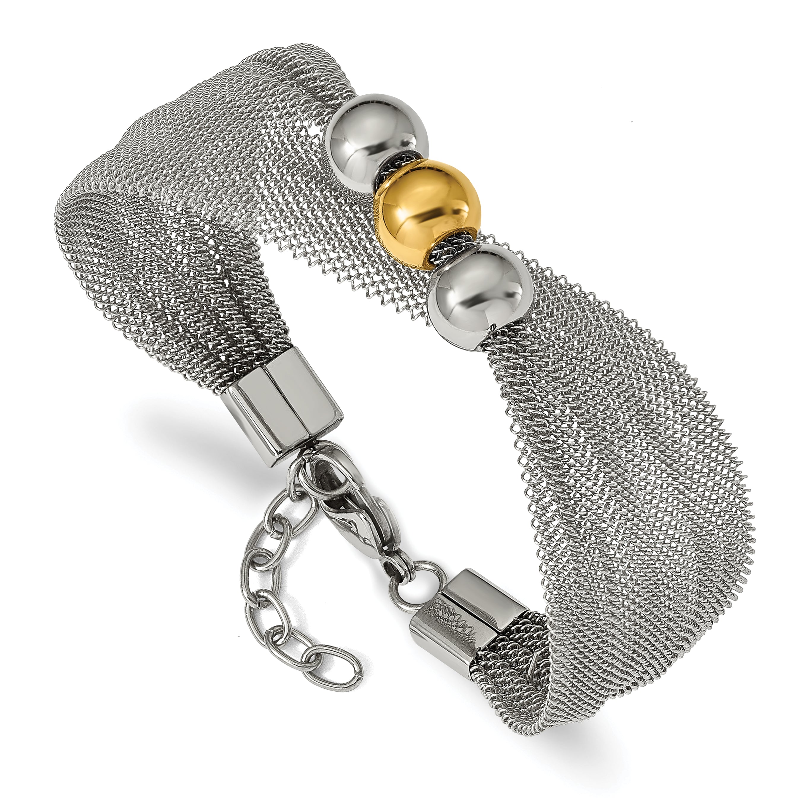 Mesh Bracelet in Yellow Gold-Tone Stainless Steel, 22mm x 7 in