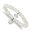 Stainless Steel Polished Lotus 6mm Mother of Pearl Beaded Stretch Bracelet for Women