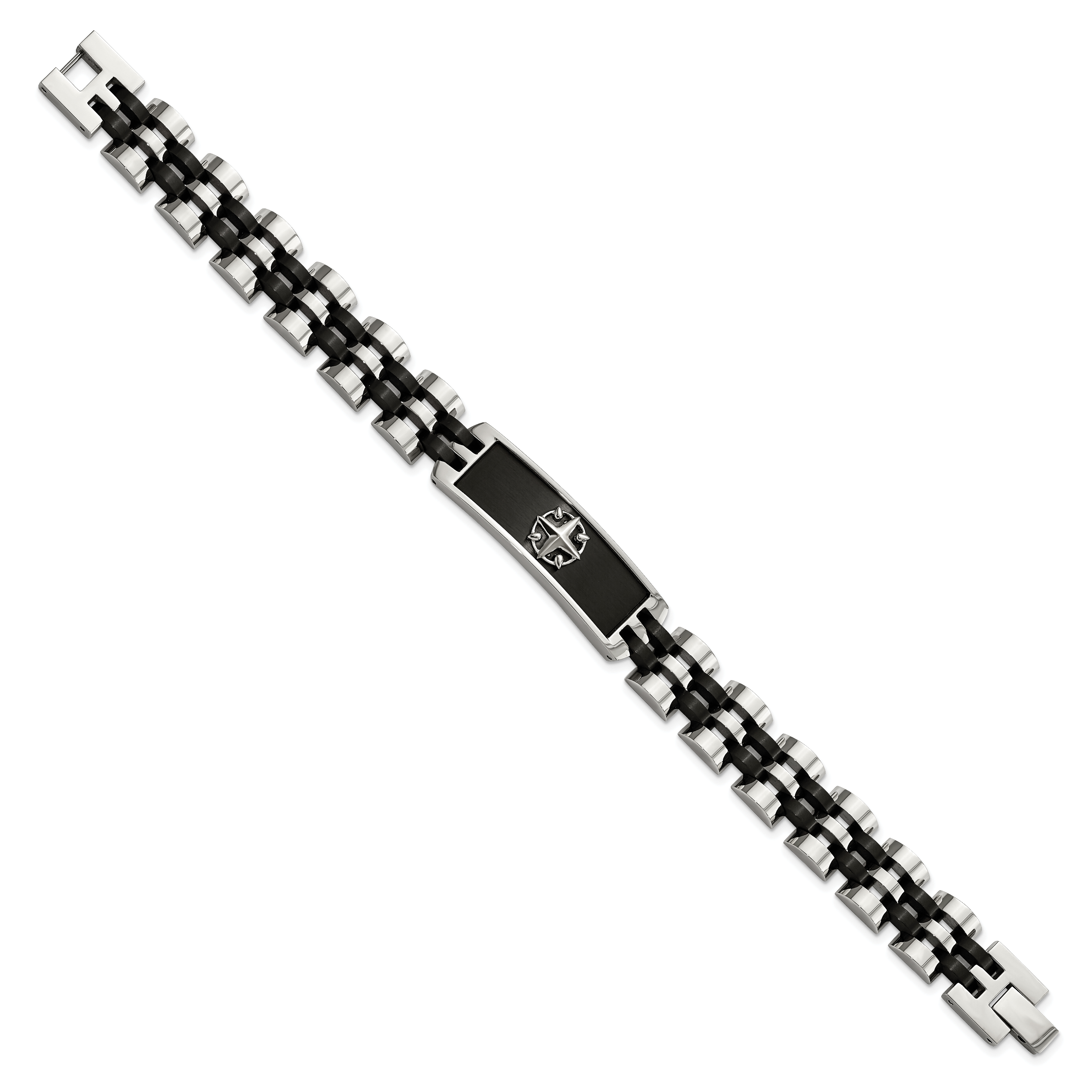 Stainless Steel Brushed and Polished Black IP-plated ID Bracelet for Men