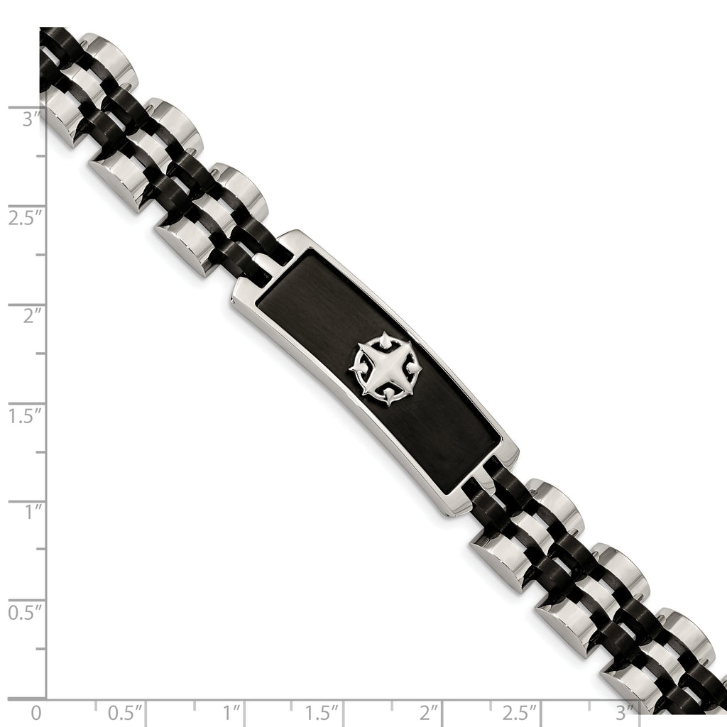 Stainless Steel Brushed and Polished Black IP-plated ID Bracelet for Men