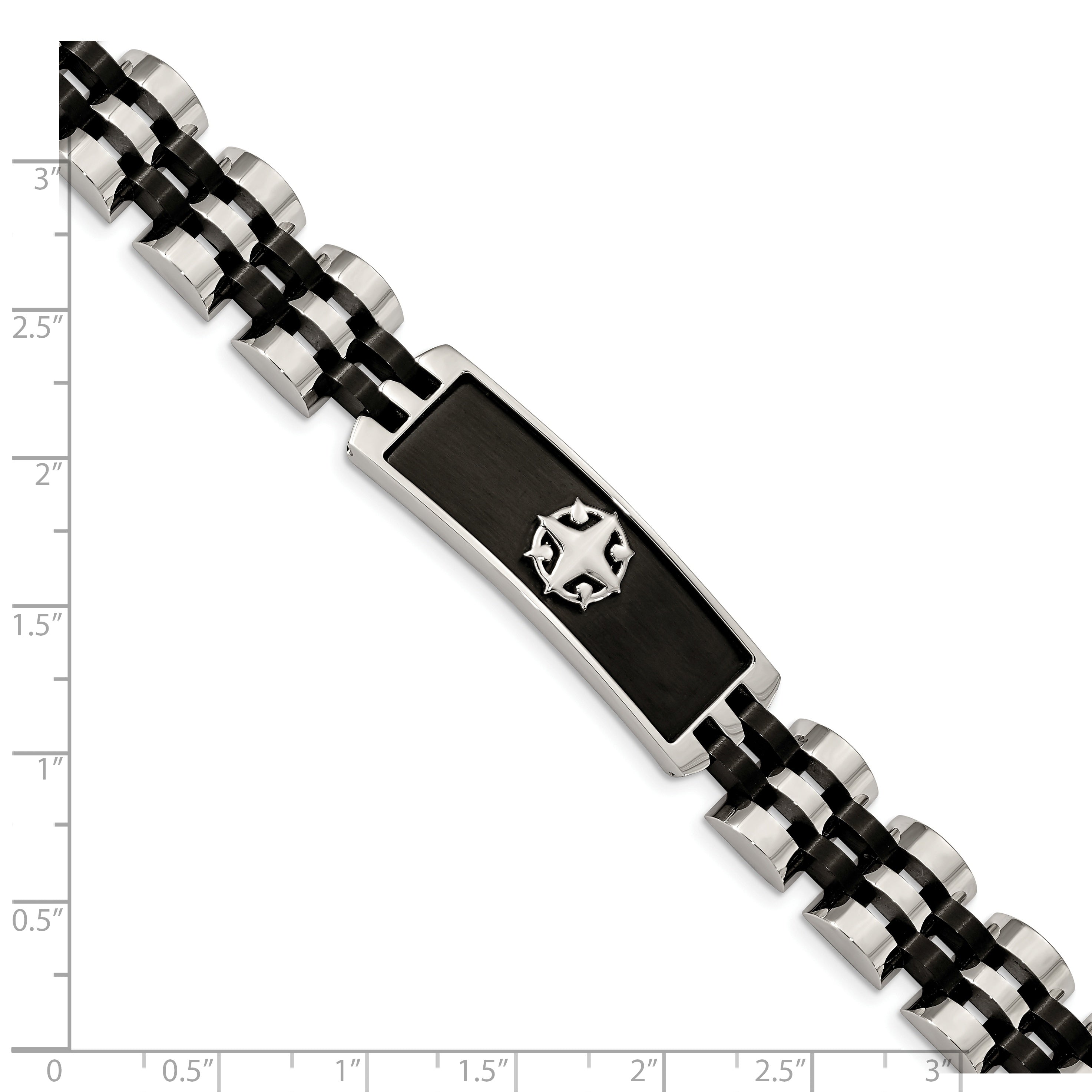 Stainless Steel Brushed and Polished Black IP-plated ID Bracelet for Men