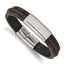 Braided Leather ID Bracelet in Stainless Steel, 12mm, 8.2 in - Sophia Jewelers