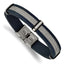 Blue Leather & Wire Bracelet in Stainless Steel, 12mm 8.5in - Sophia Jewelers