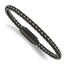 Braided Wire & Rubber Bracelet in Black IP Steel, 5.1mm x 8.2 in - Sophia Jewelers