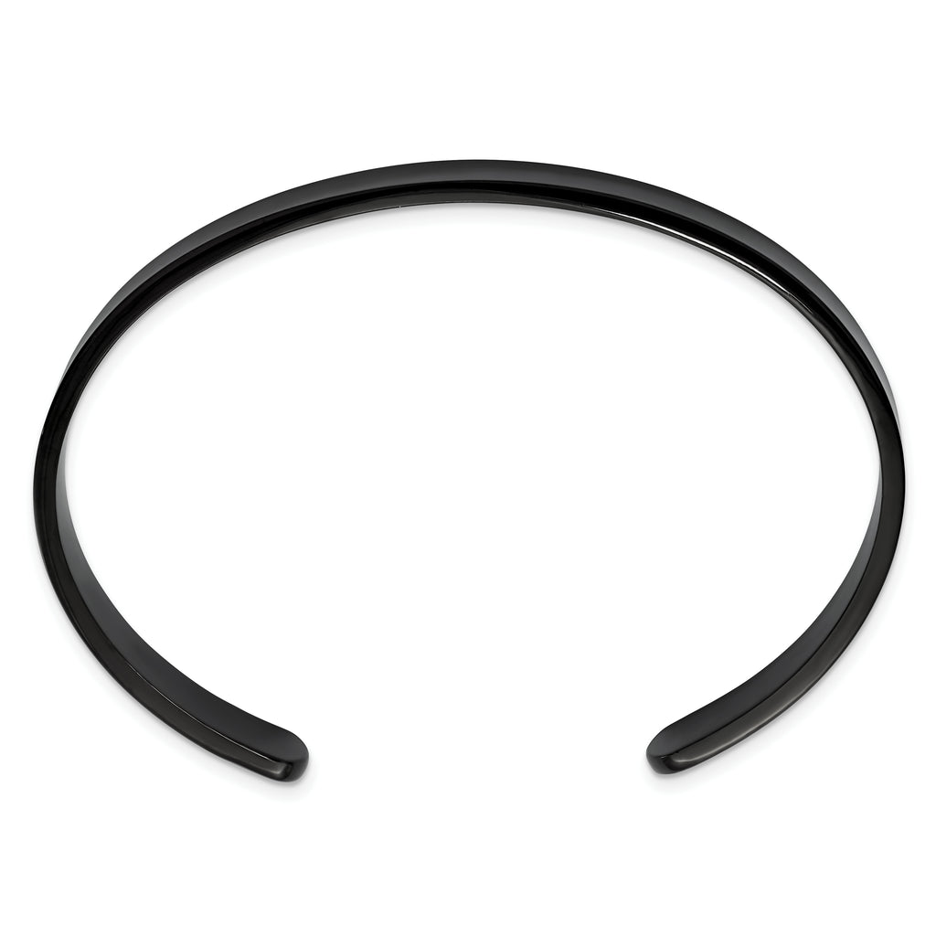 Stainless Steel Polished Black IP-plated 9mm Cuff Bangle Bracelet for Men