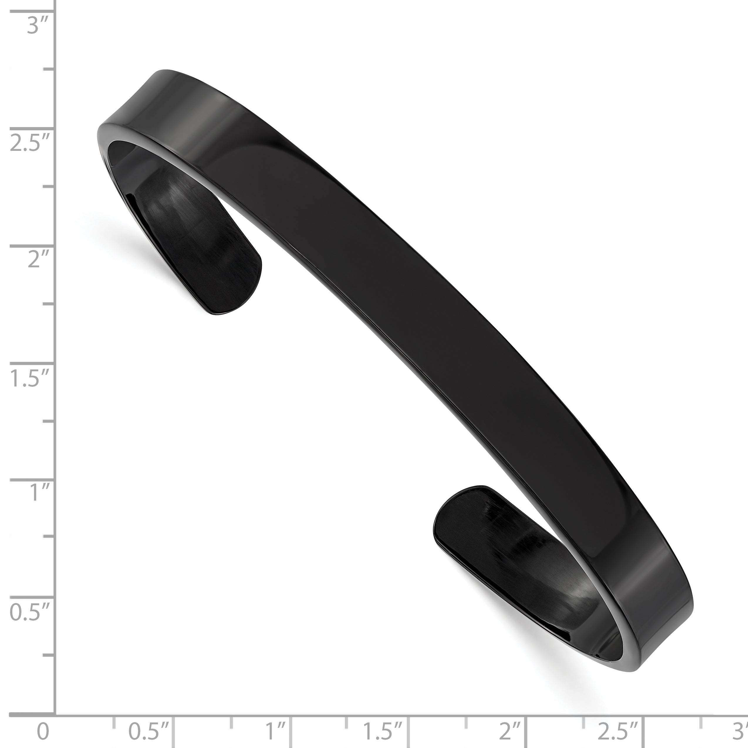 Stainless Steel Polished Black IP-plated 9mm Cuff Bangle Bracelet for Men