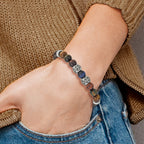Stainless Steel Antiqued and Polished MultiColor Tiger's Eye Beads Brown Leather Bracelet for Men