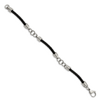 Stainless Steel Polished Black IP-plated Cable Bracelet for Men