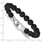 Stainless Steel Polished Black Agate Beaded Bracelet for Men