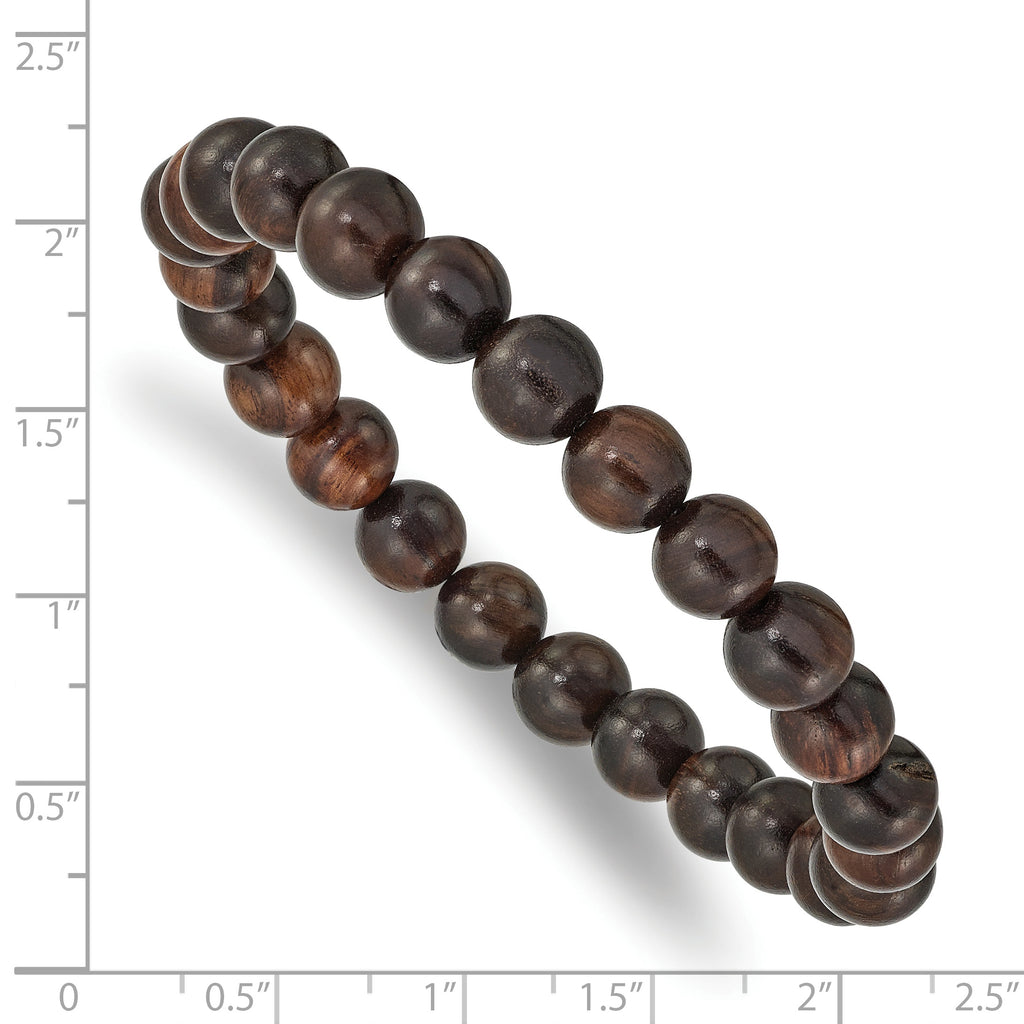 8mm Red Sandalwood Beaded Stretch Bracelet for Men