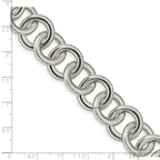 Stainless Steel Polished Circle Link Bracelet with Extension for Women