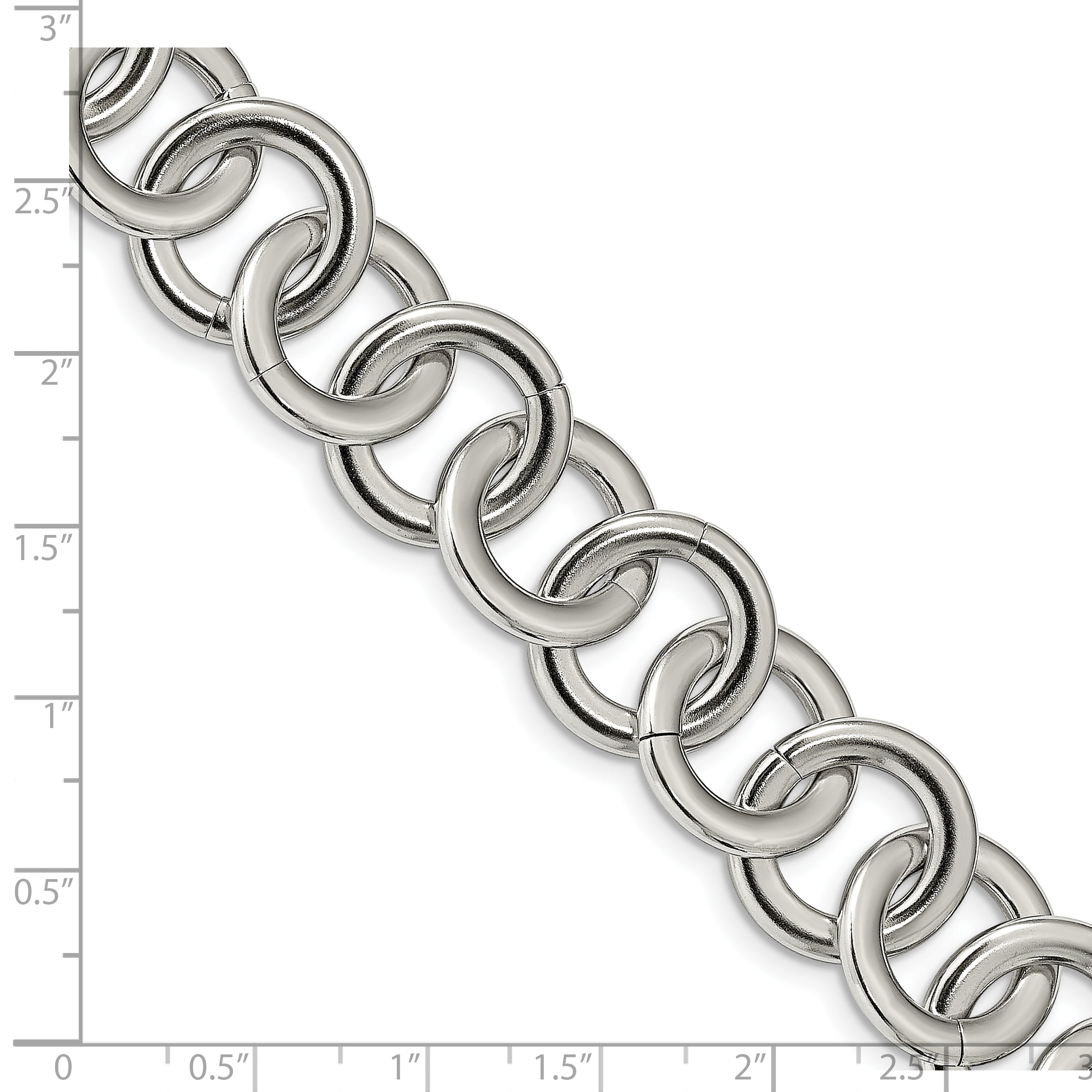 Stainless Steel Polished Circle Link Bracelet with Extension for Women